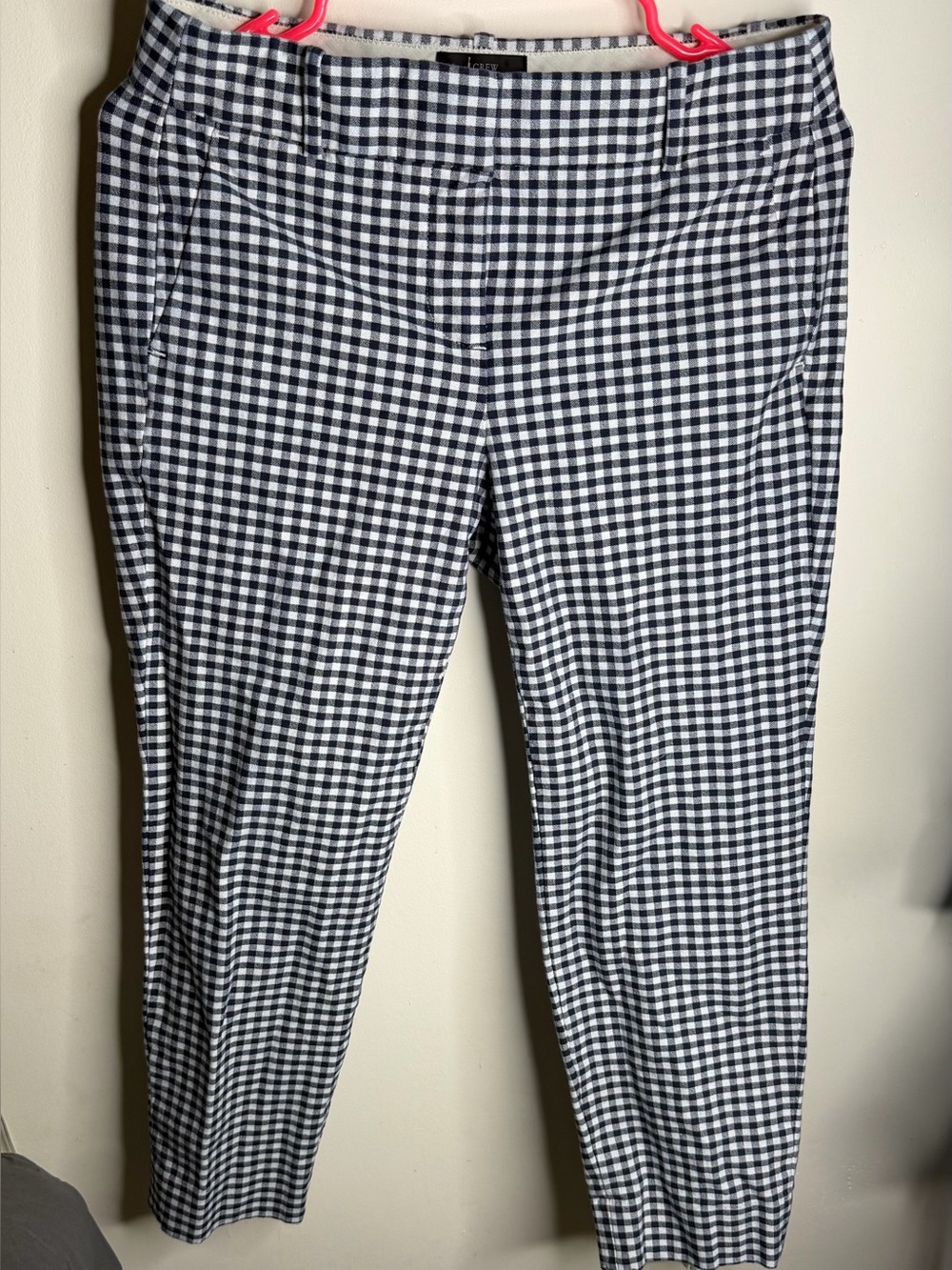 J. Crew Cameron Gingham Pants in Navy and White